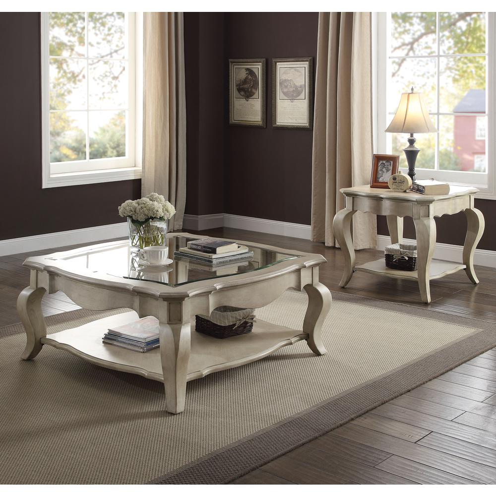 Coffee Table, Antique Taupe & Clear Glass 86050. Picture 1