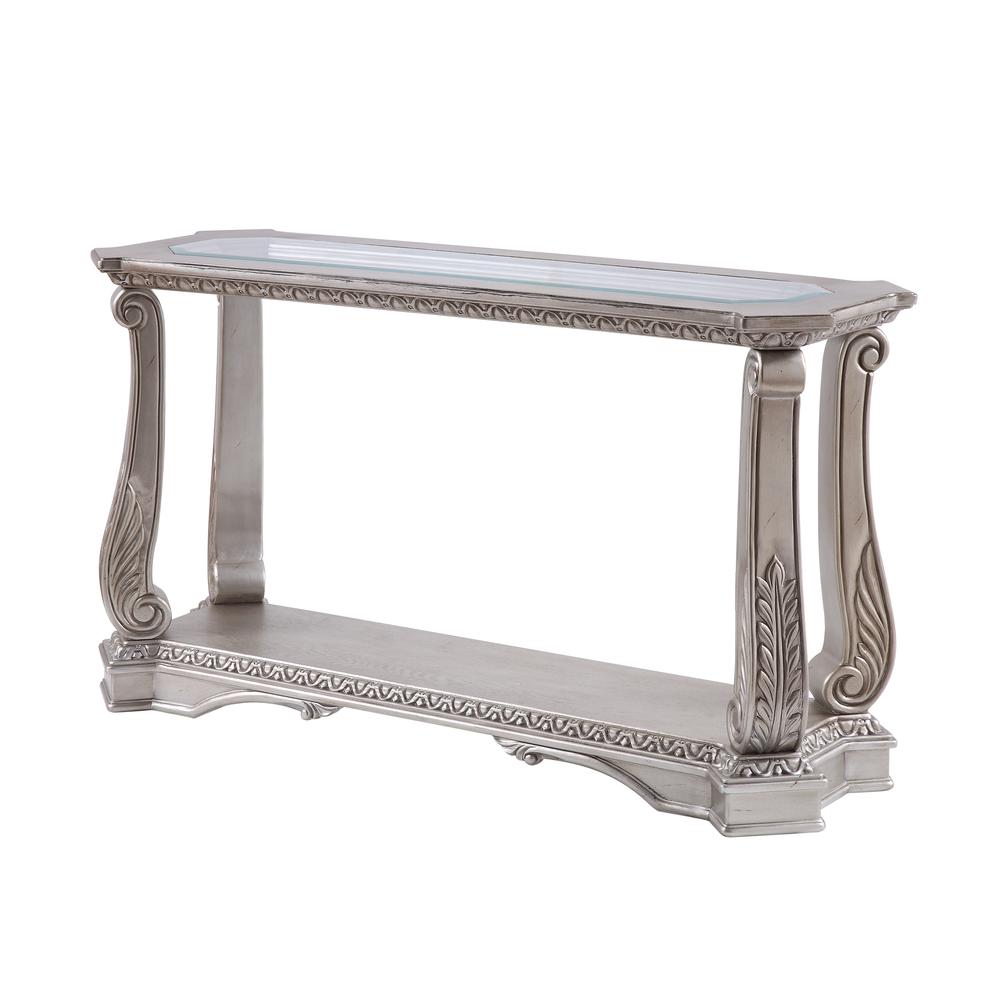 Sofa Table, Antique Silver & Clear Glass 86933. Picture 1