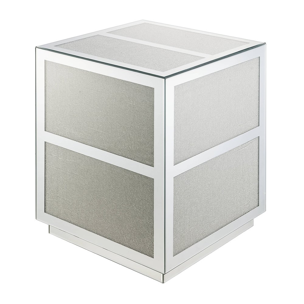 Noralie End Table Mirrored, Faux Diamonds. Picture 2