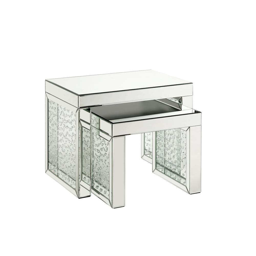 Nysa Accent Table Mirrored & Faux Crystals Inlay. Picture 1