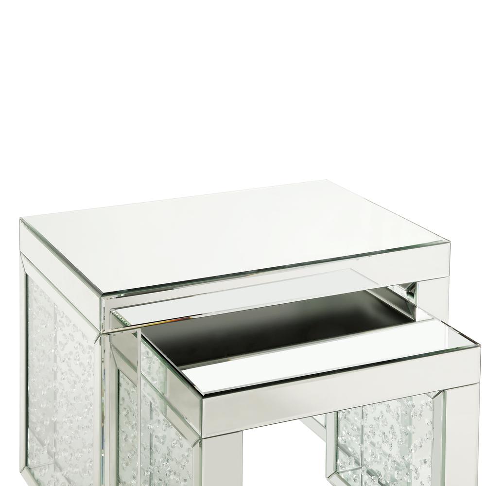 Nysa Accent Table Mirrored & Faux Crystals Inlay. Picture 2
