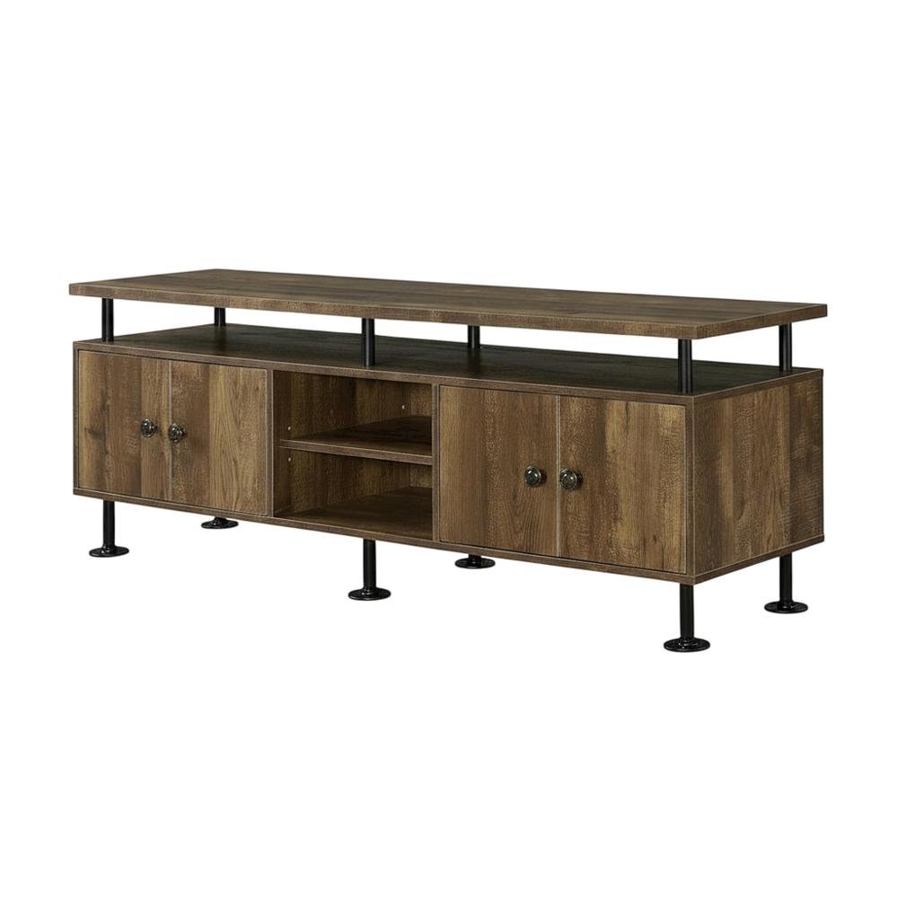 Rustic Oak, Black Finish TV Stand, Industrial Style, Multi-Color Design. Picture 1