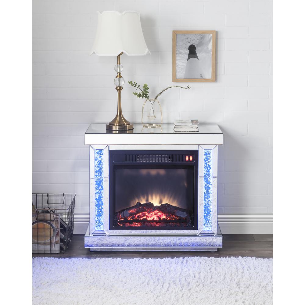 Noralie Fireplace LED, Mirrored & Faux Diamonds. Picture 2