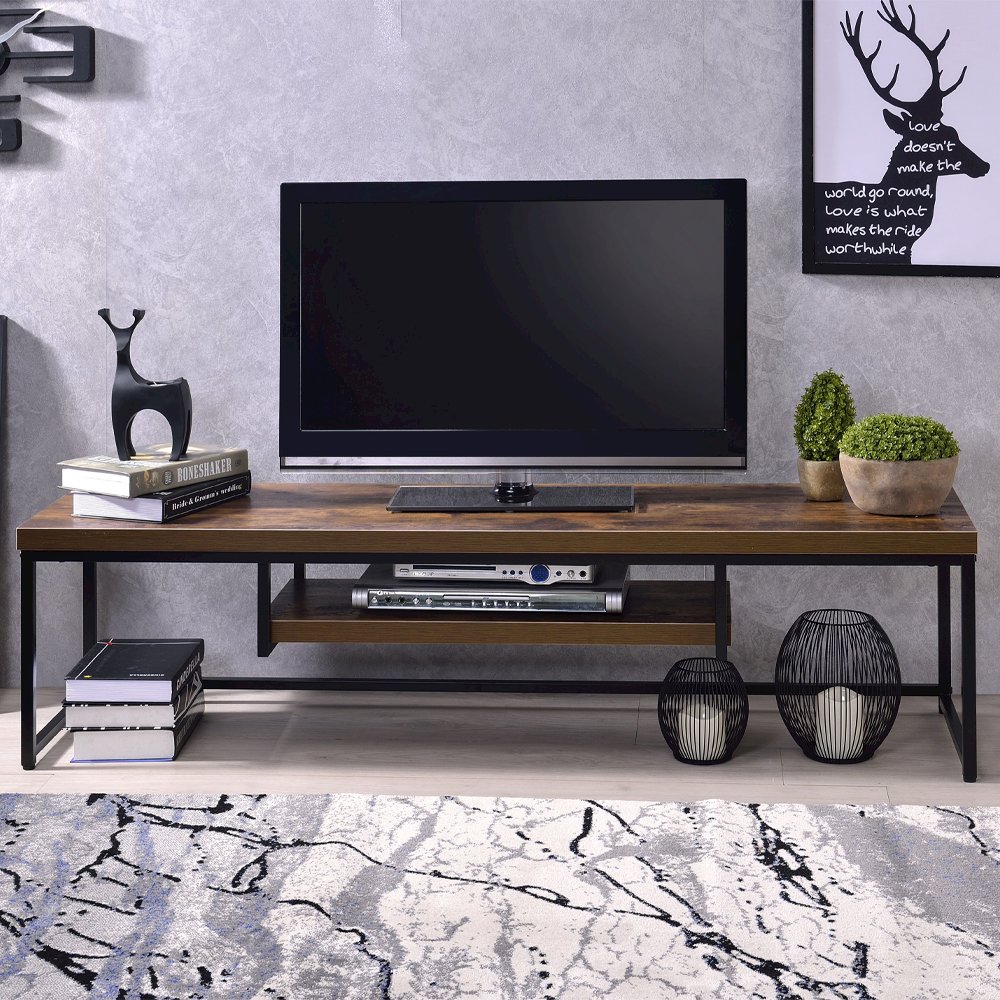 Bob TV Stand Weathered Oak & Black Metal. Picture 1
