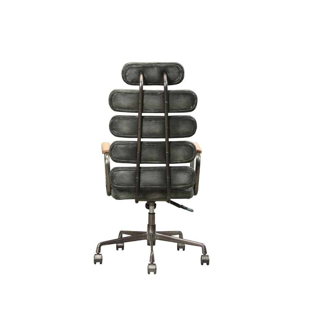 Calan Swivel Office Chair Vintage Black Top Grain Leather. Picture 3