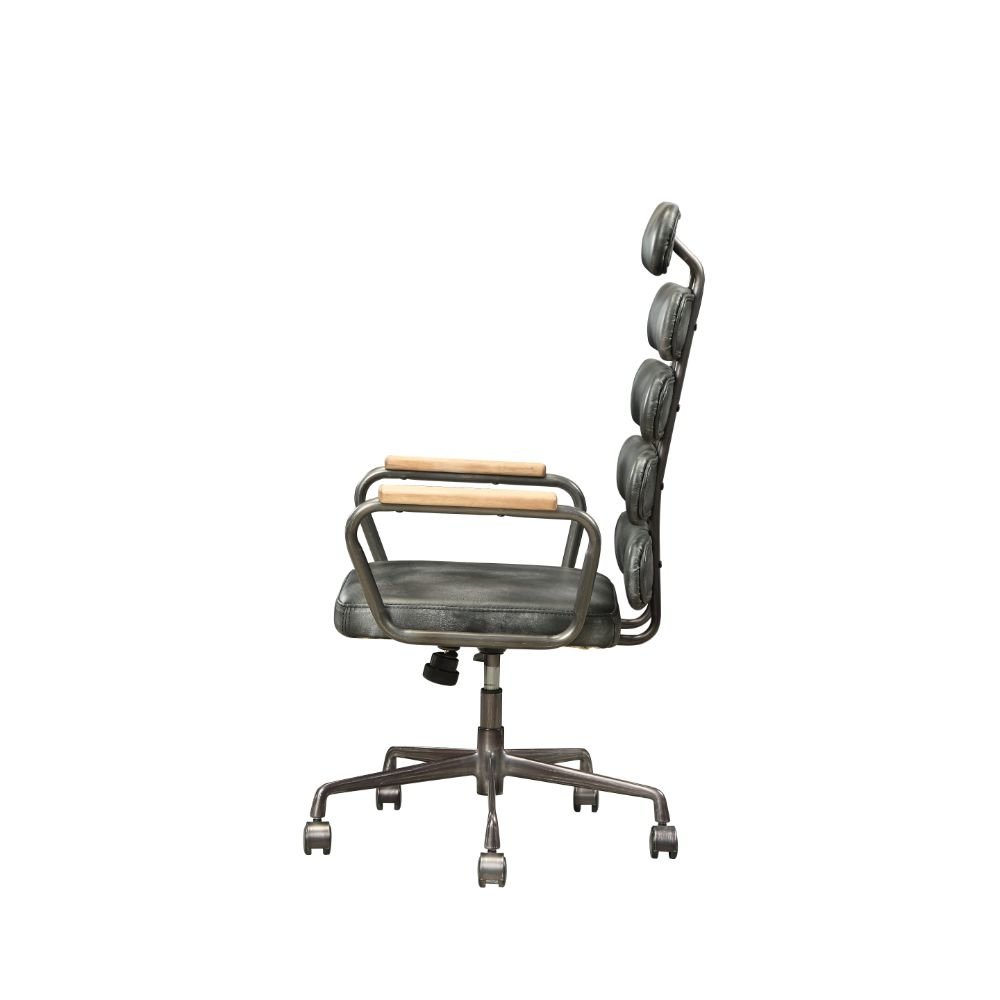Calan Swivel Office Chair Vintage Black Top Grain Leather. Picture 5