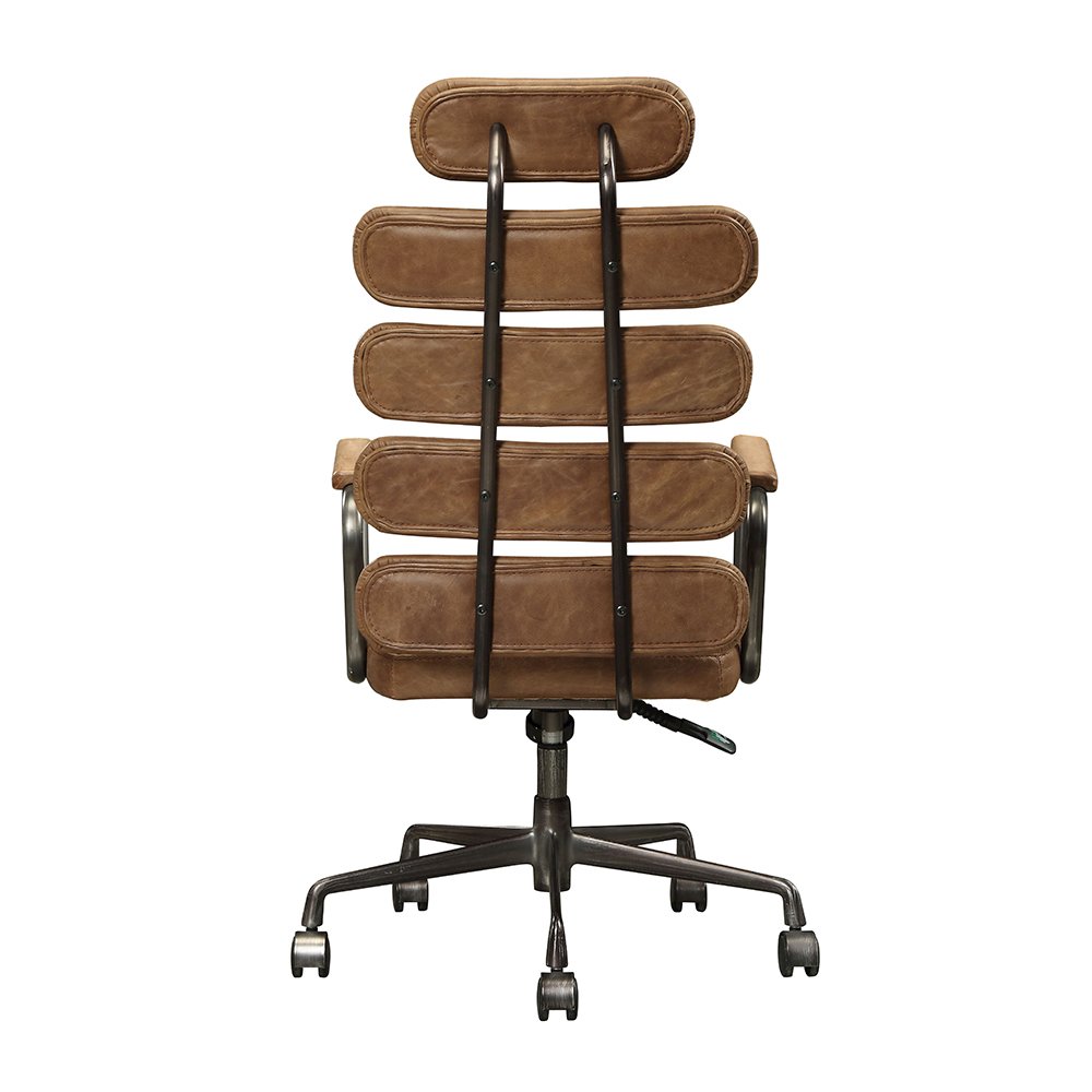 Calan Swivel Office Chair Retro Brown Top Grain Leather. Picture 4