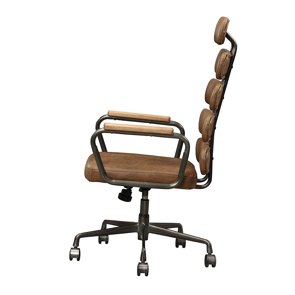 Calan Swivel Office Chair Retro Brown Top Grain Leather. Picture 5