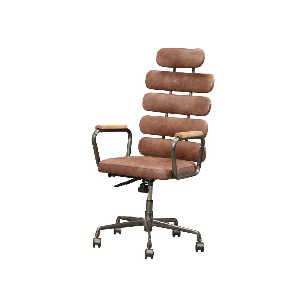 Calan Swivel Office Chair Vintage Whiskey Top Grain Leather. Picture 1