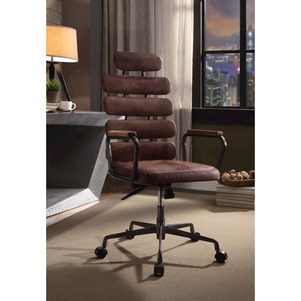 Calan Swivel Office Chair Vintage Whiskey Top Grain Leather. Picture 2