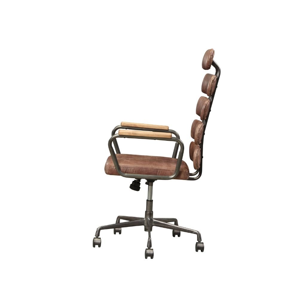 Calan Swivel Office Chair Vintage Whiskey Top Grain Leather. Picture 4