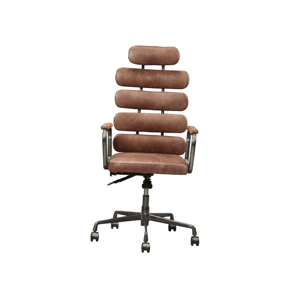 Calan Swivel Office Chair Vintage Whiskey Top Grain Leather. Picture 5