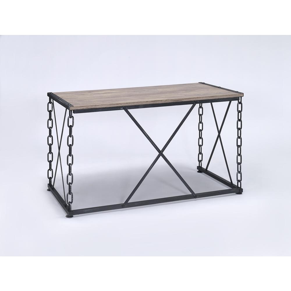 Jodie Writing Desk(Same AC00905) Rustic Oak & Antique Black. Picture 1