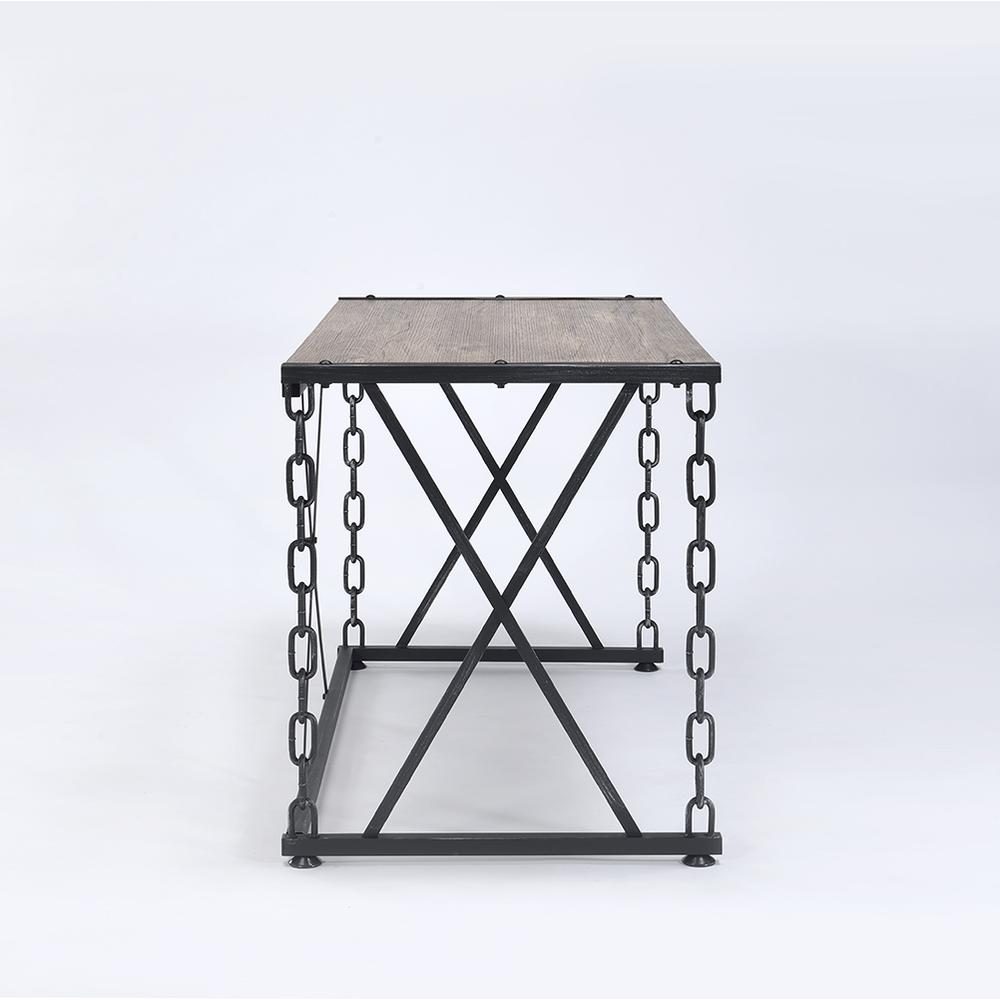 Jodie Writing Desk(Same AC00905) Rustic Oak & Antique Black. Picture 4