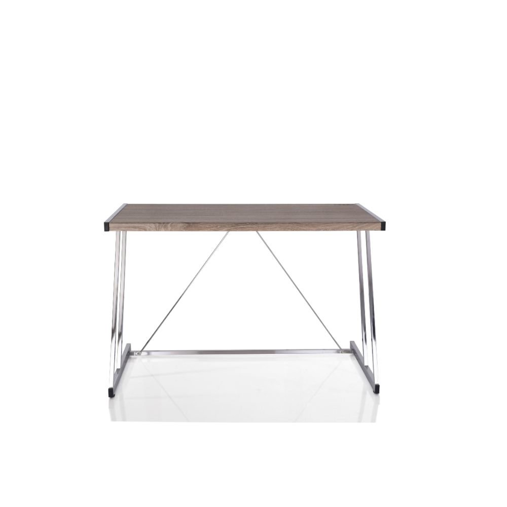 Finis Writing Desk w/USB Port Weathered Oak & Chrome. Picture 2