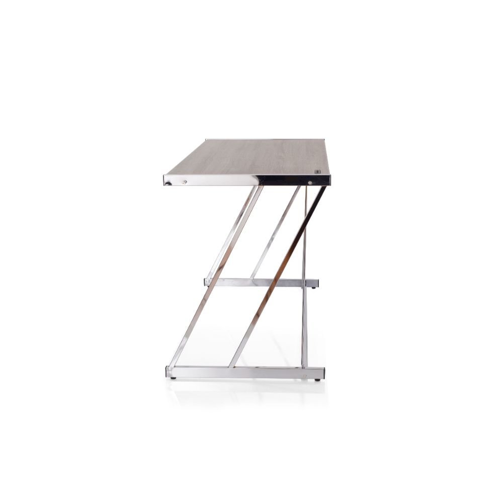 Finis Writing Desk w/USB Port Weathered Oak & Chrome. Picture 3