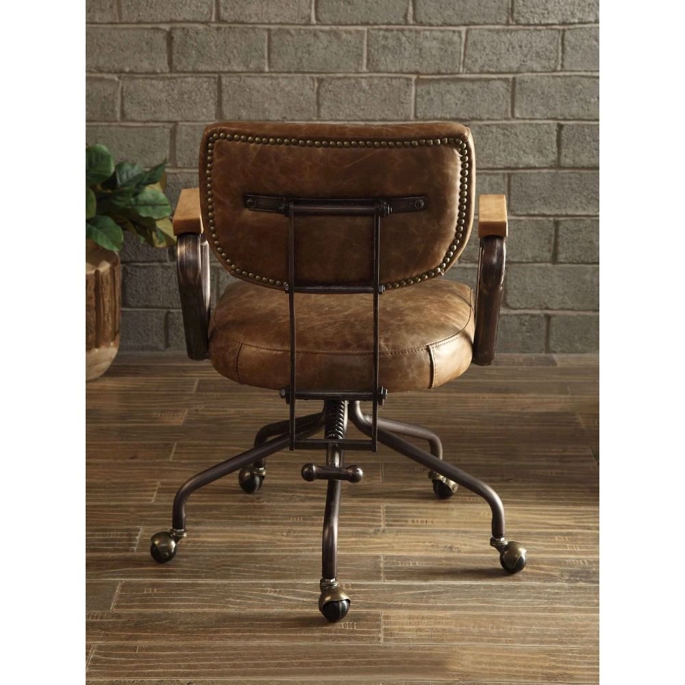 Hallie Swivel Office Chair Vintage Whiskey Top Grain Leather. Picture 3