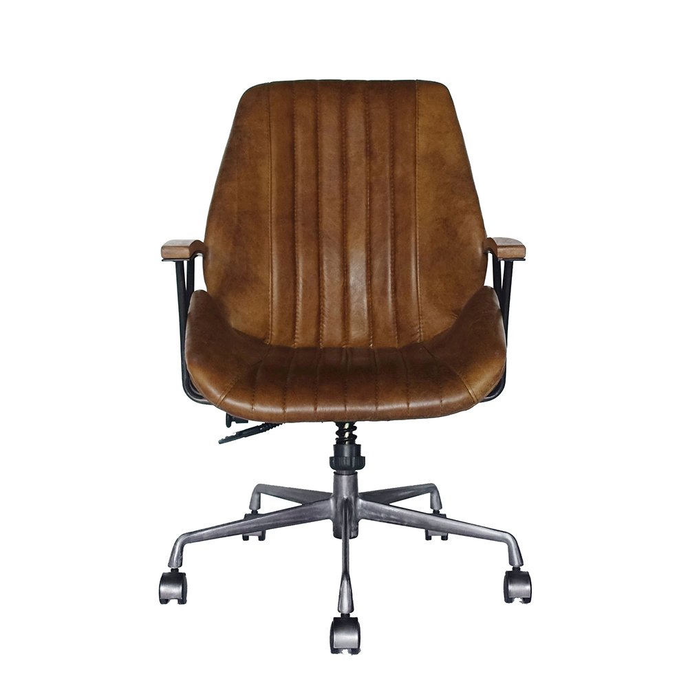 Hamilton Swivel Office Chair Coffee Top Grain Leather. Picture 3
