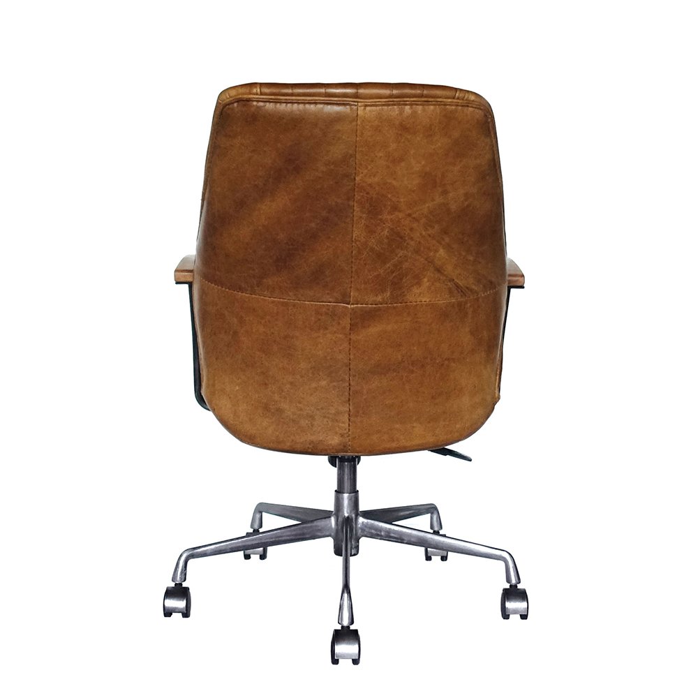 Hamilton Swivel Office Chair Coffee Top Grain Leather. Picture 5
