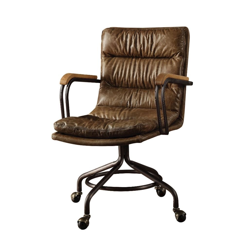 Harith Swivel Office Chair Vintage Whiskey Top Grain Leather. Picture 1