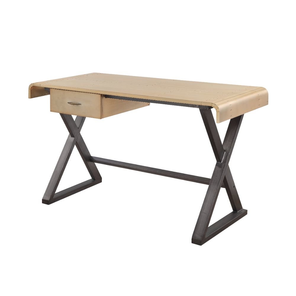 Danton Executive Writing Desk Gold Aluminum. Picture 1