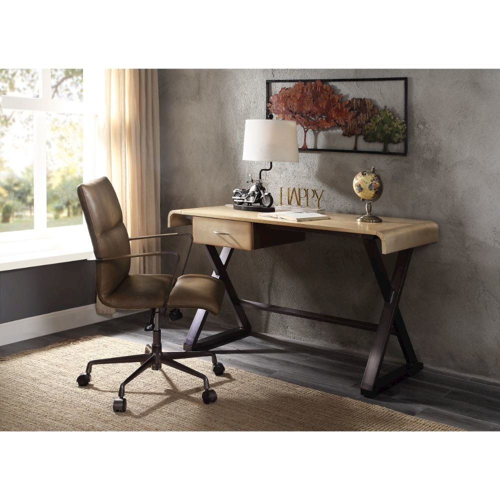 Danton Executive Writing Desk Gold Aluminum. Picture 5