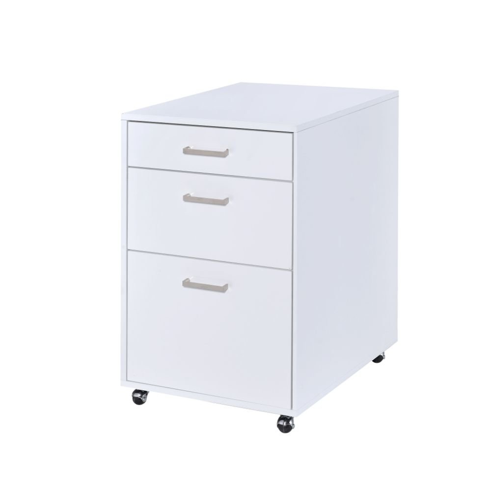 Coleen File Cabinet White High Gloss & Chrome. Picture 1