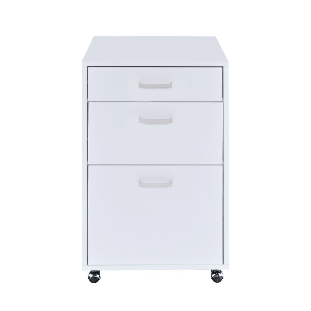 Coleen File Cabinet White High Gloss & Chrome. Picture 2