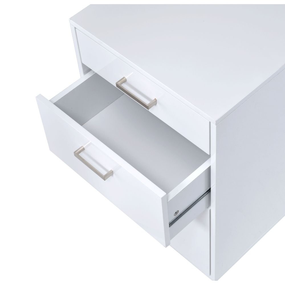 Coleen File Cabinet White High Gloss & Chrome. Picture 4