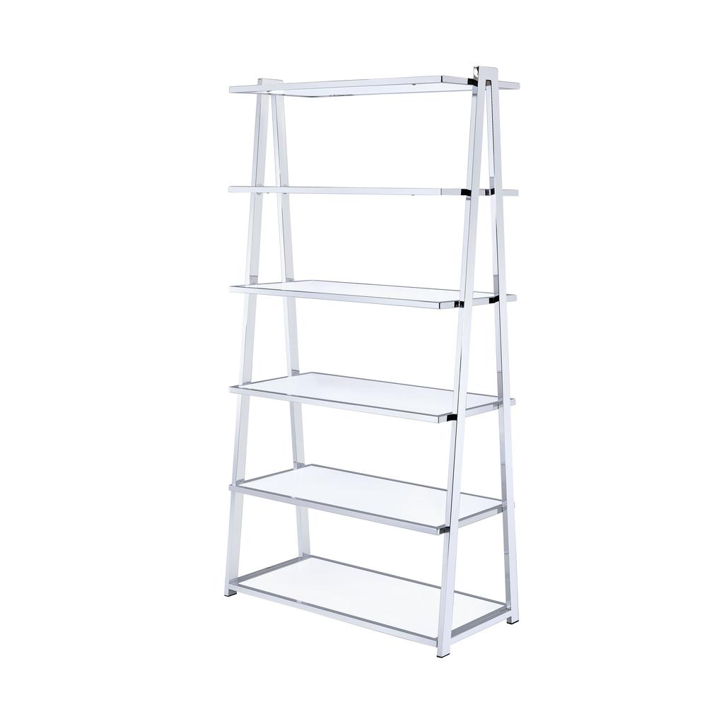 Coleen BookShelf White High Gloss & Chrome. Picture 2