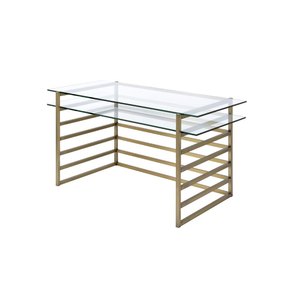 Shona Writing Desk Antique Gold & Clear Glass. Picture 1