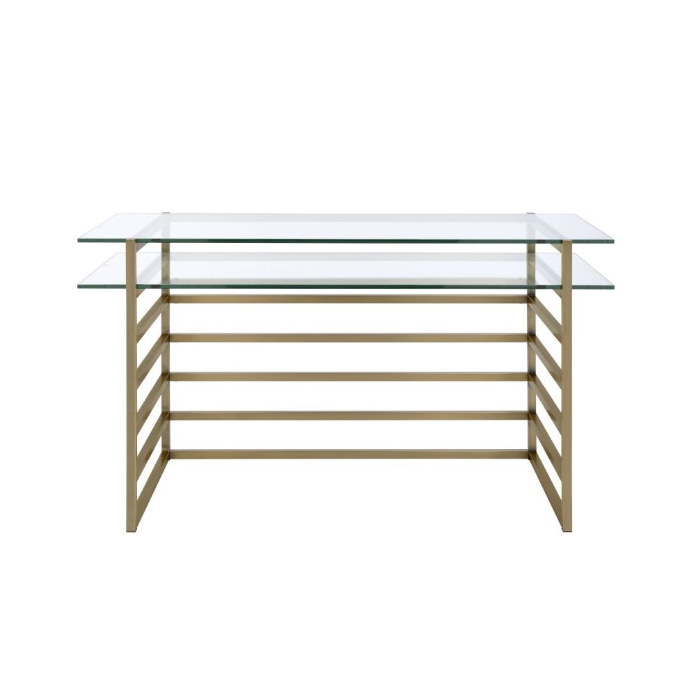 Shona Writing Desk Antique Gold & Clear Glass. Picture 2