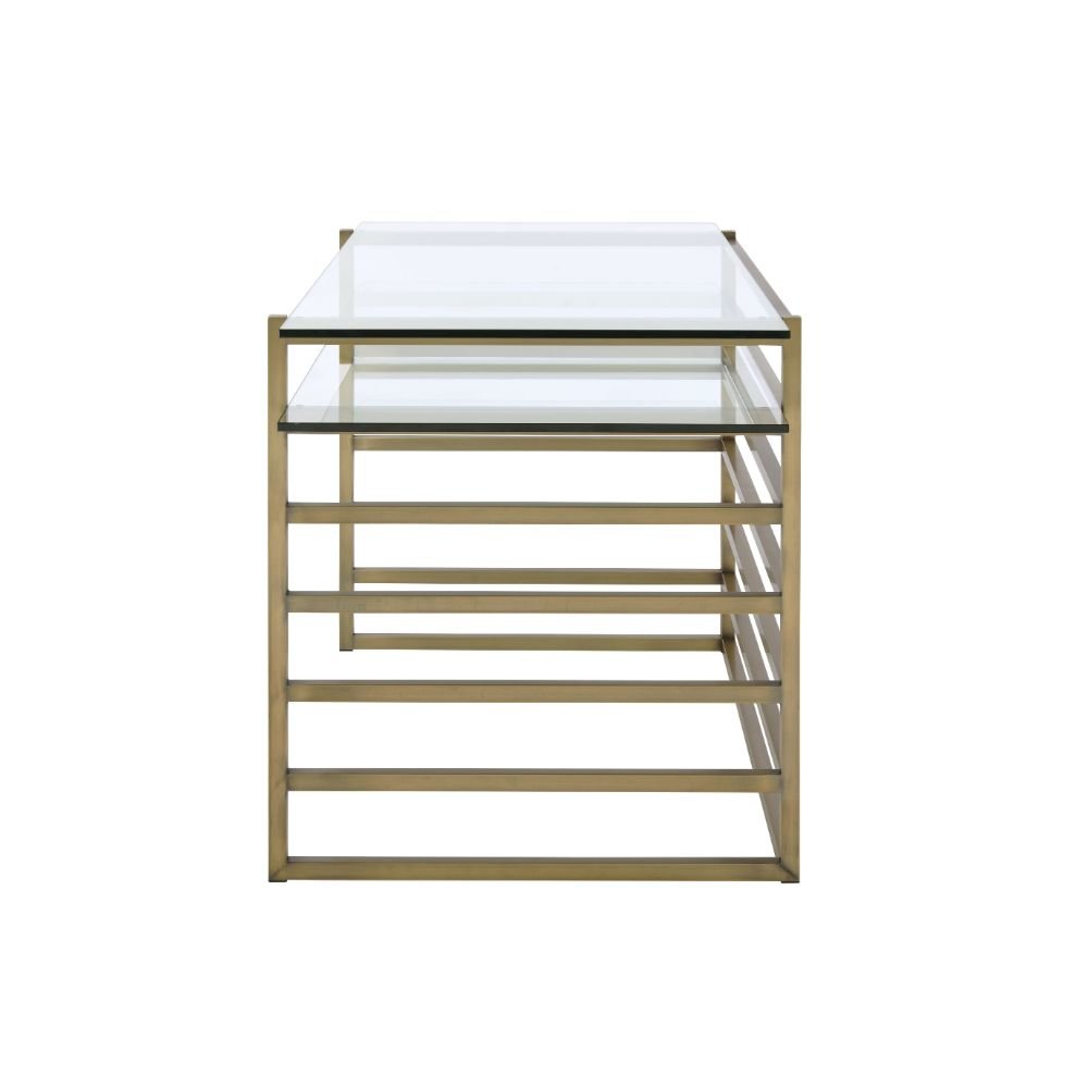 Shona Writing Desk Antique Gold & Clear Glass. Picture 3