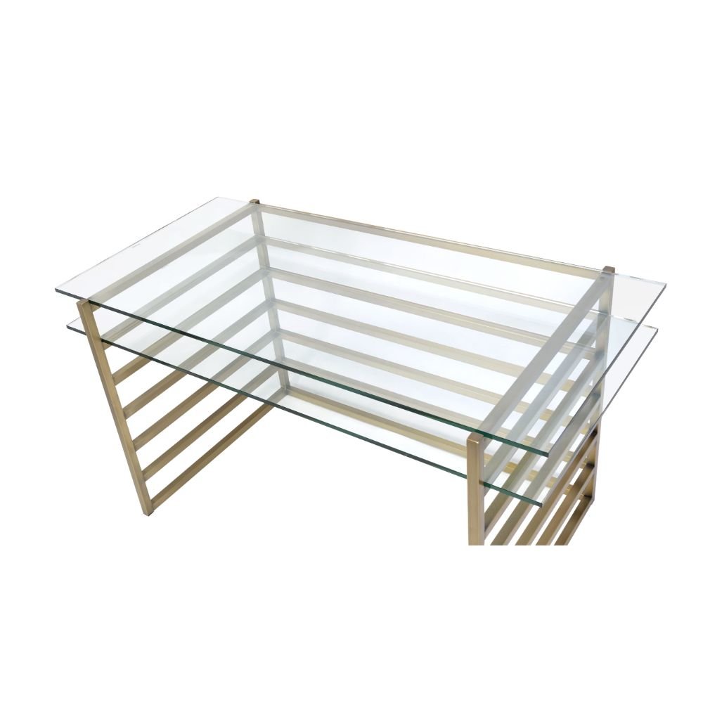 Shona Writing Desk Antique Gold & Clear Glass. Picture 5