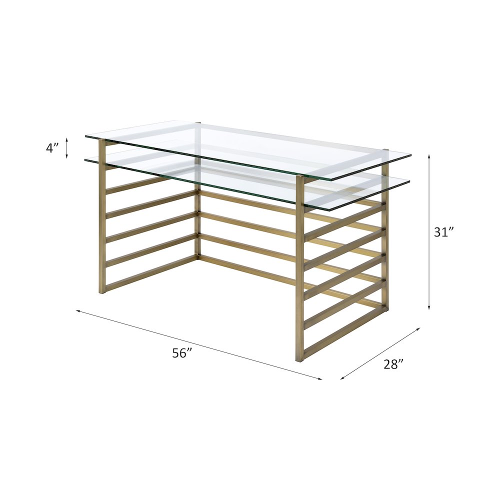 Shona Writing Desk Antique Gold & Clear Glass. Picture 7