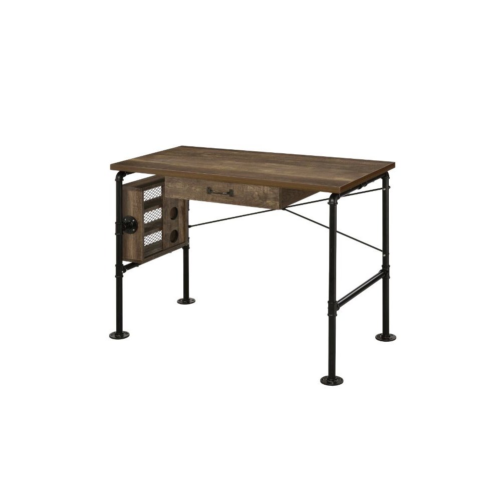 Endang Writing Desk Weathered Oak & Black. Picture 1