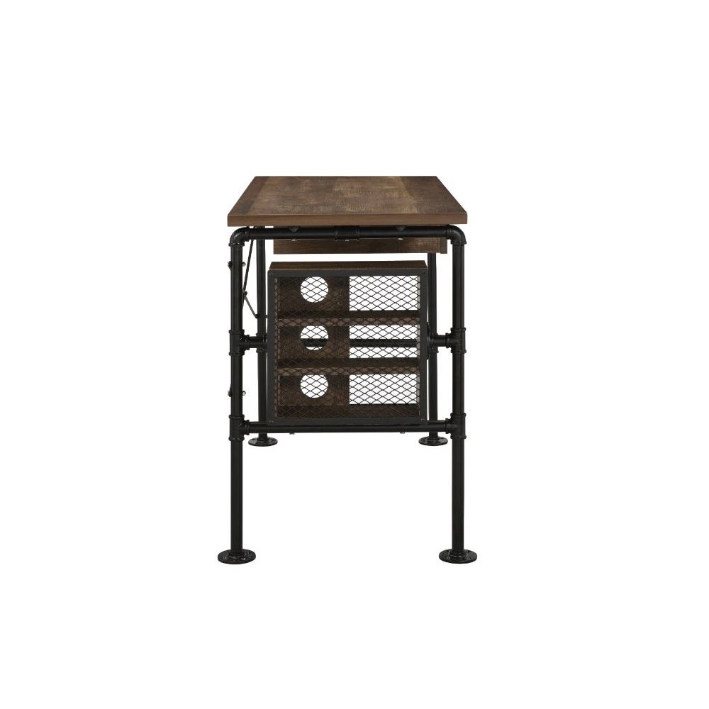 Endang Writing Desk Weathered Oak & Black. Picture 4