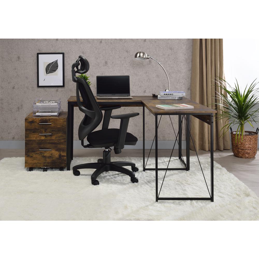 Zaidin Writing Desk Weathered Oak & Black. Picture 1