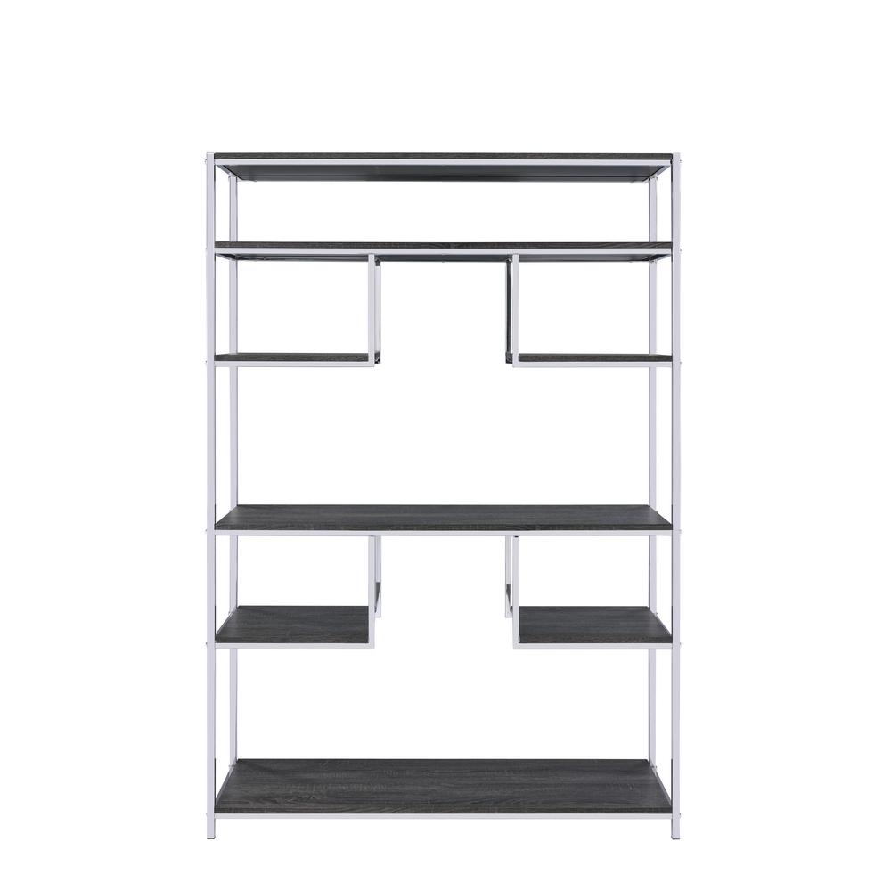 Vonara BookShelf Rustic Gray Oak & Chrome. Picture 2