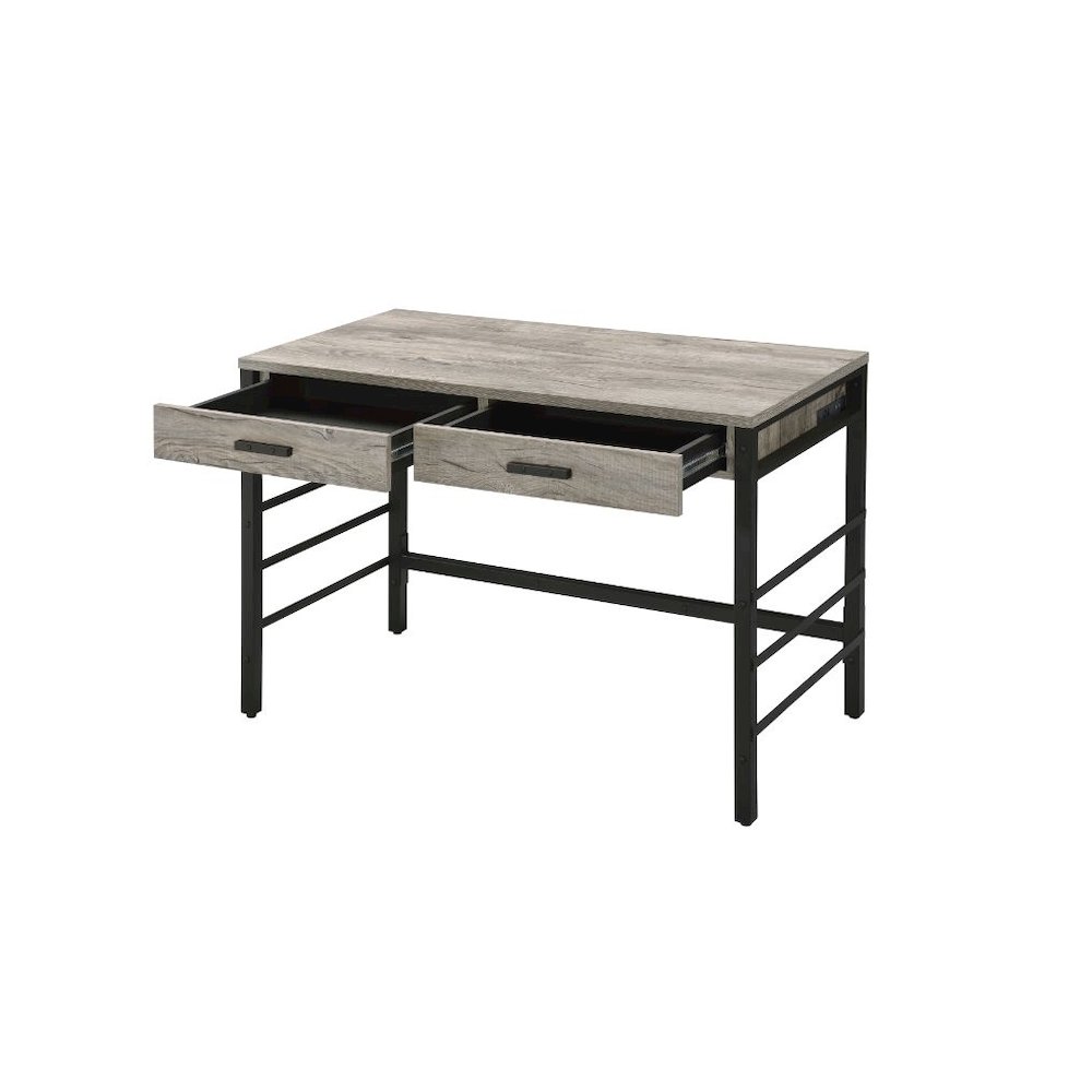 Disho Writing Desk w/USB Port Light Weathered Oak & Black. Picture 2