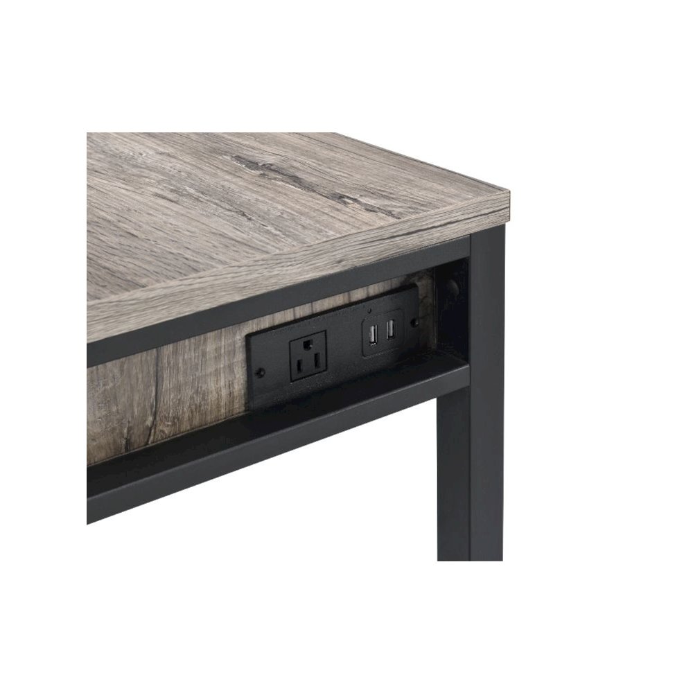 Disho Writing Desk w/USB Port Light Weathered Oak & Black. Picture 3