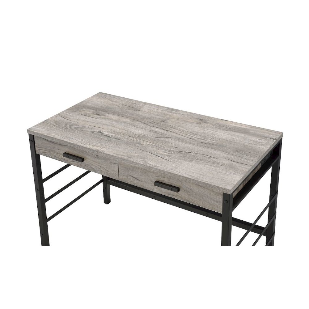 Disho Writing Desk w/USB Port Light Weathered Oak & Black. Picture 6