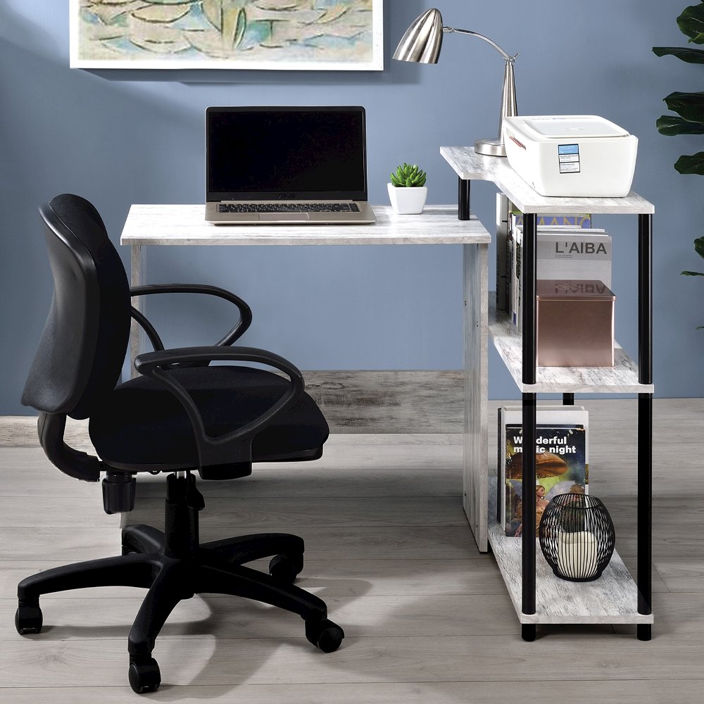 Ievi Writing Desk Antique White & Black. Picture 1