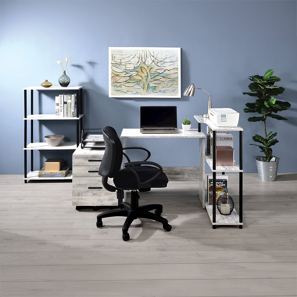 Ievi Writing Desk Antique White & Black. Picture 6