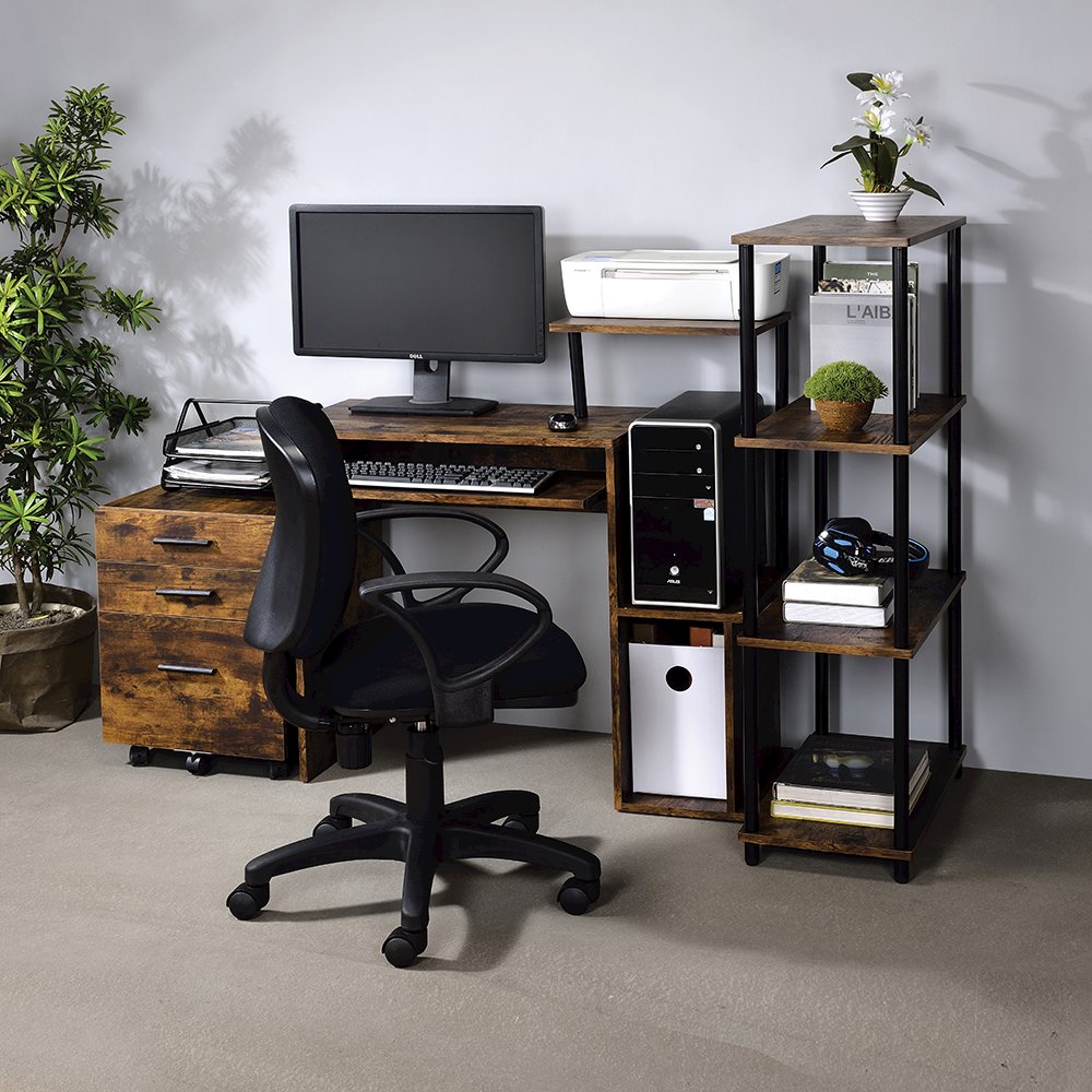 Lyphre Computer Desk Weathered Oak & Black. Picture 5