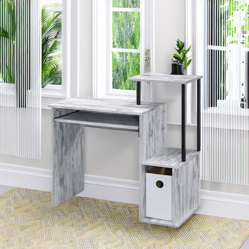 Lyphre Computer Desk Antique White & Black. Picture 8