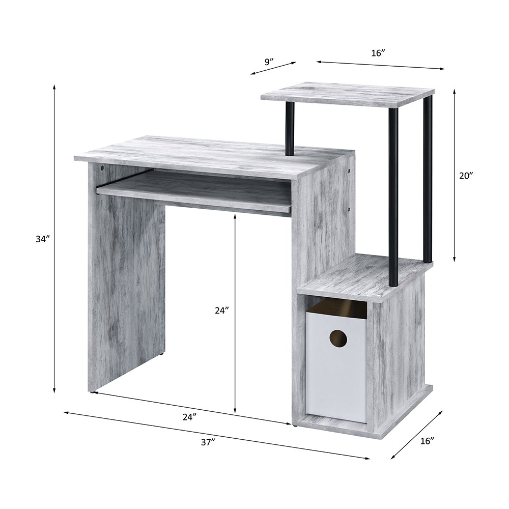 Lyphre Computer Desk Antique White & Black. Picture 6
