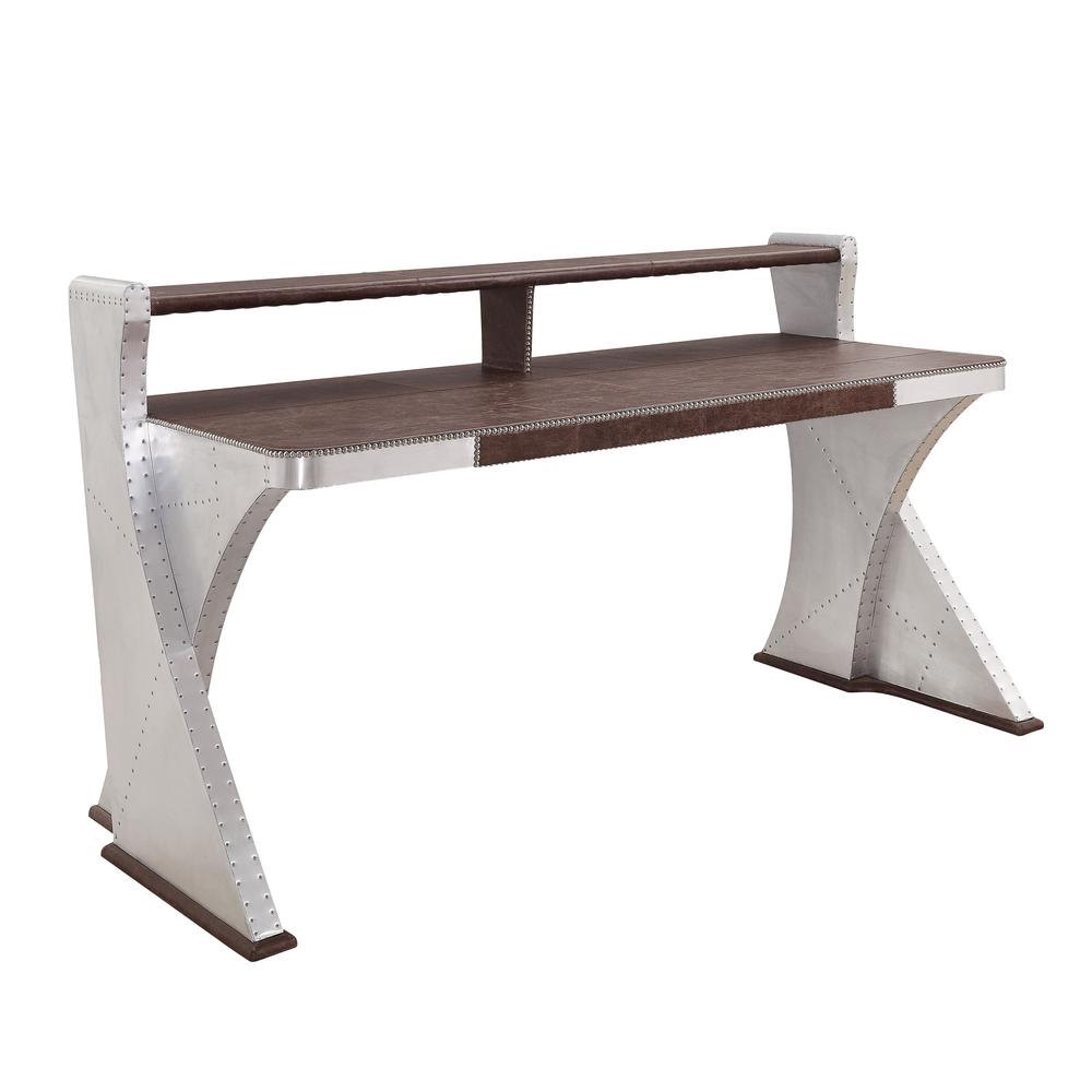 Brancaster Desk, Retro Brown Top Grain Leather & Aluminum (92857). Picture 1
