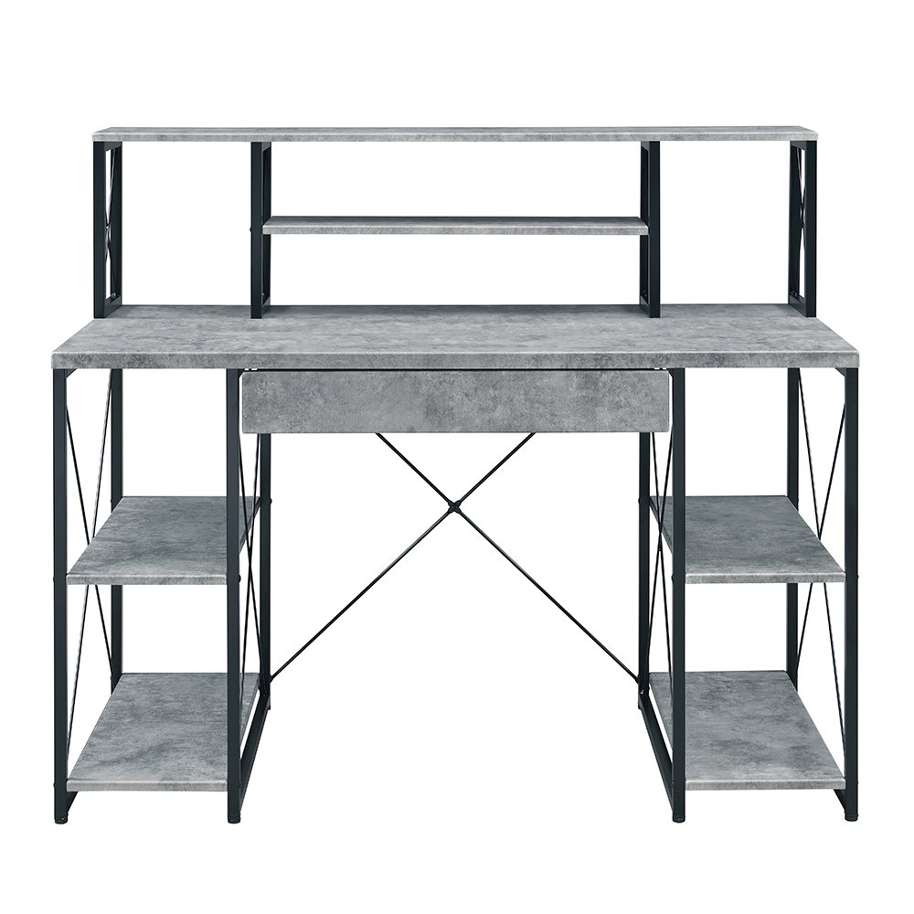 Amiel Writing Desk Faux Concrete & Black. Picture 3