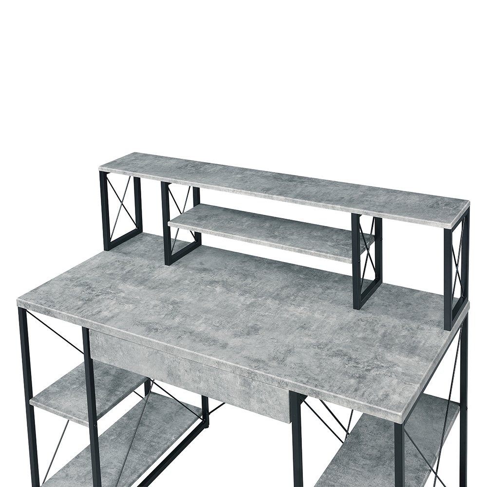Amiel Writing Desk Faux Concrete & Black. Picture 4